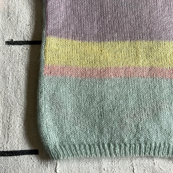 Vintage 80s Renee Tener For Jeanne Pierre Mohair Pastel Rainbow Sweater S 🌸 - Picture 10 of 11